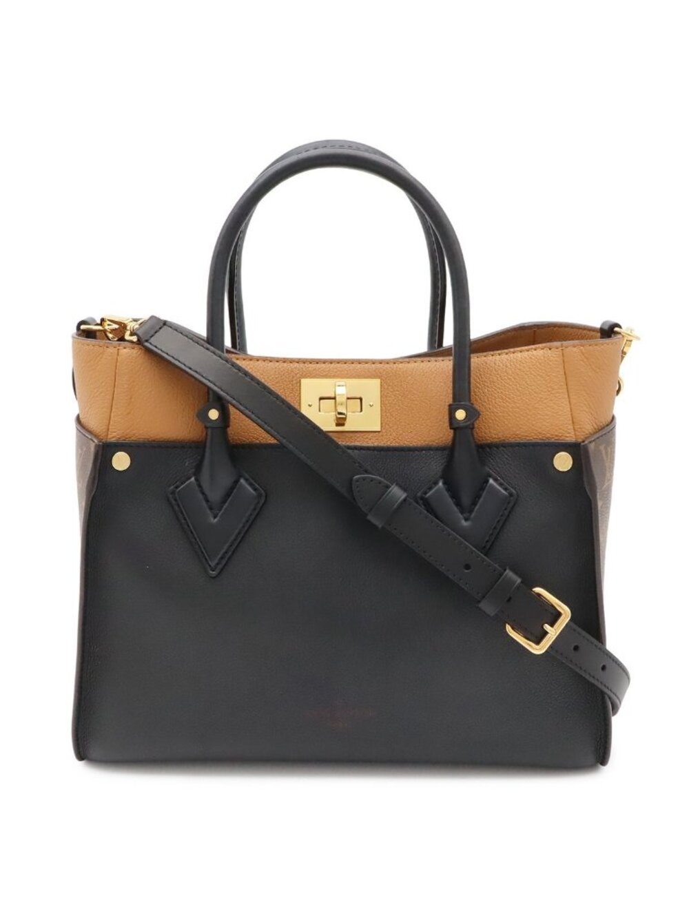 Louis Vuitton Monogram on My Side MM 2-Way Shoulder Bag Leather Noir Black